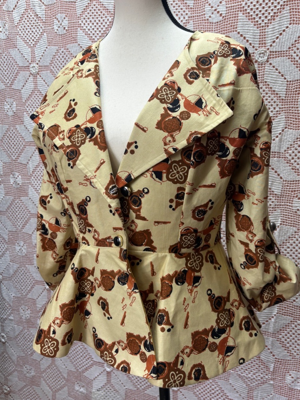 Woodin Printed Peplum Jacket | Structured Vintage-Inspired